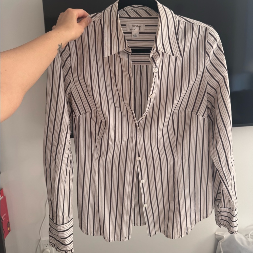 Pinstripe Button Down Blouse